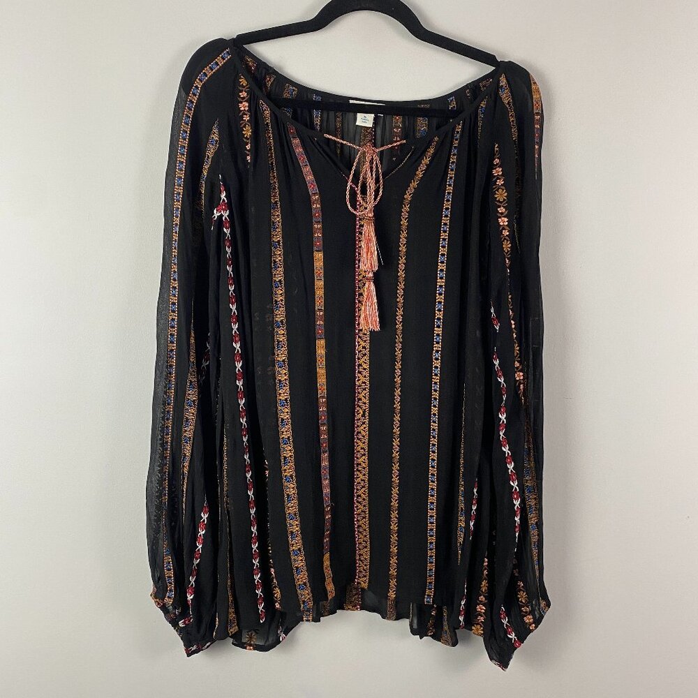 Sundance Black and Orange Bohemian Blouse